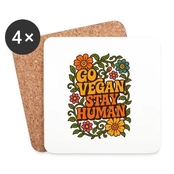 Go Vegan, Stay Human - Dessous de verre (lot de 4) - blanc - Devant