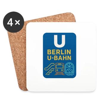 Berliner U-Bahn Neon Line Art - Untersetzer (4er-Set) - Weiß - Vorne