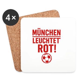 München Leuchtet Rot – Fußball Stadtmotiv - Untersetzer (4er-Set) - Weiß - Vorne