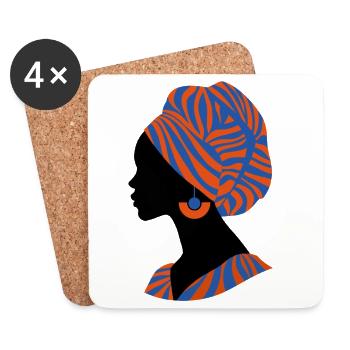 Femme Africaine Design Traditionnel Afrique - Dessous de verre (lot de 4) - blanc - Devant