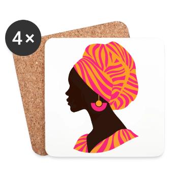 Afrika Afrikanische Frau Traditionelles Design - Untersetzer (4er-Set) - Weiß - Vorne