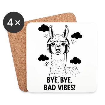 Llama Headphones Music Bye Bye Bad - Coasters (set of 4) - white - Front