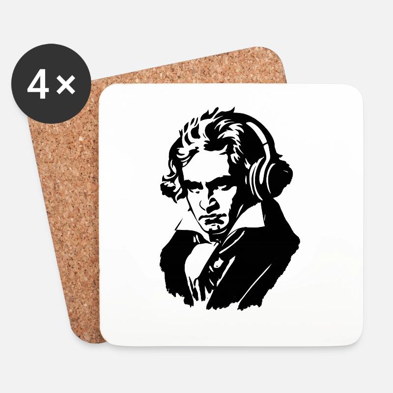 Ludwig van Beethoven mit Kopfhörern - Untersetzer (4er-Set) - Weiß