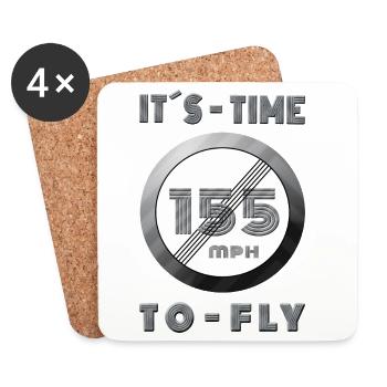 Zeit läuft 155 mph Retro Design - Untersetzer (4er-Set) - Weiß - Vorne