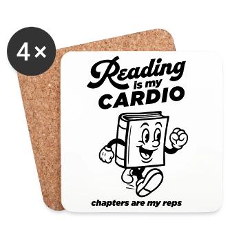 Reading is my Cardio - Coasters (set of 4) - white - Front