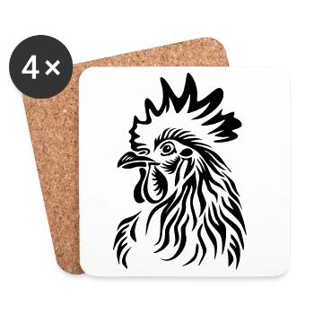 Rooster Chicken Chicken Chicken Coop Farmer Farm - Coasters (set of 4) - white - Front