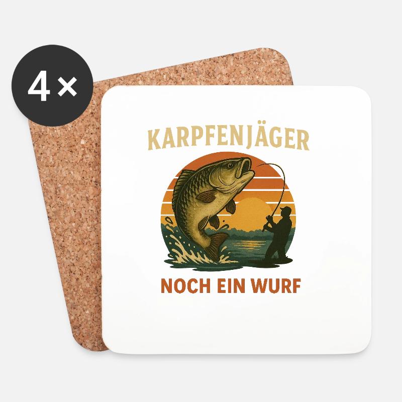 Karpfenangeln noch ein Wurf - Untersetzer (4er-Set) - Weiß