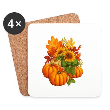 Autumn Harvest Pumpkins and Sunflowers - Coasters (set of 4) - white - Front