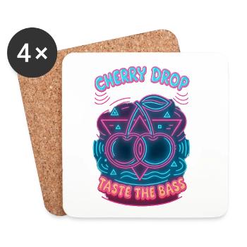 Cherry Drop – Goûtez au design néon de la basse - Dessous de verre (lot de 4) - blanc - Devant