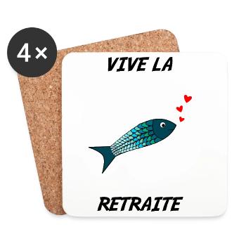 ANGELN. RUHESTAND. RUHESTAND. PENSIONIERT. FISCH - Untersetzer (4er-Set) - Weiß - Vorne