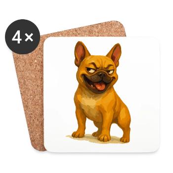 Freche Bulldogge Cartoon Grinsen - Untersetzer (4er-Set) - Weiß - Vorne