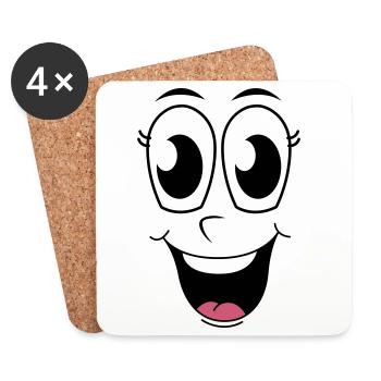 Visage heureux - Dessous de verre (lot de 4) - blanc - Devant