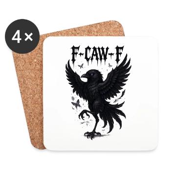 F Caw F Crow Raven Shirt | Gothic Halloween Spooky - Coasters (set of 4) - white - Front
