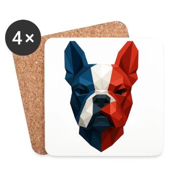 French Bulldog Blue White Red - Coasters (set of 4) - white - Front