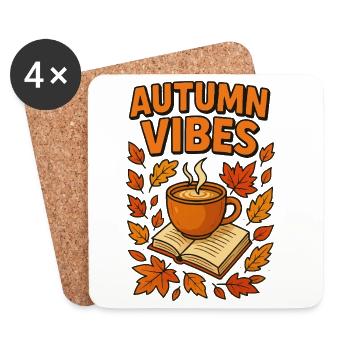 Ambiance automnale café et livre - Dessous de verre (lot de 4) - blanc - Devant