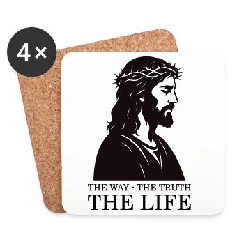Jesus silhouette with crown of thorns - Coasters (set of 4) - white - Front