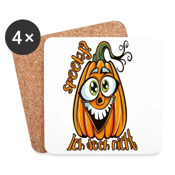 Spooky? Ich doch nicht – Lustiger Kürbis - Untersetzer (4er-Set) - Weiß - Vorne