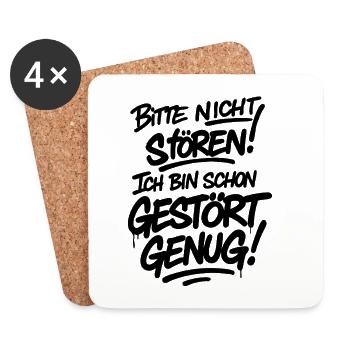 Bitte nicht stören ich bin schon gestört – ironisc - Coasters (set of 4) - white - Front