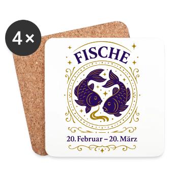 Sternzeichen Fische - Untersetzer (4er-Set) - Weiß - Vorne