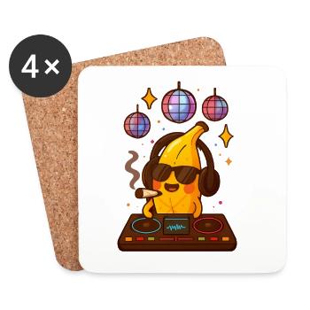 Banane DJ fume Banane 🍌 - Dessous de verre (lot de 4) - blanc - Devant