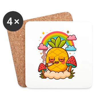 Ananas 🍍 Express - Dessous de verre (lot de 4) - blanc - Devant