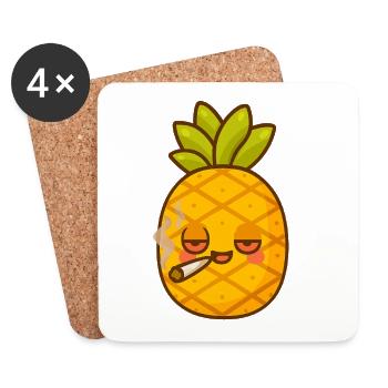 Ananas Fou - Dessous de verre (lot de 4) - blanc - Devant