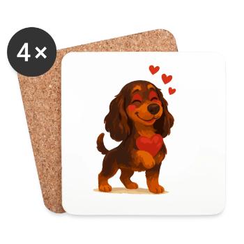 Cocker Spaniel amoureux - Dessous de verre (lot de 4) - blanc - Devant