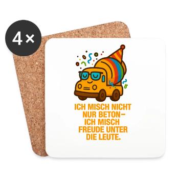 Ich_mische_nicht_nur_Beton_ich_mische_Freunde_u - Untersetzer (4er-Set) - Weiß - Vorne