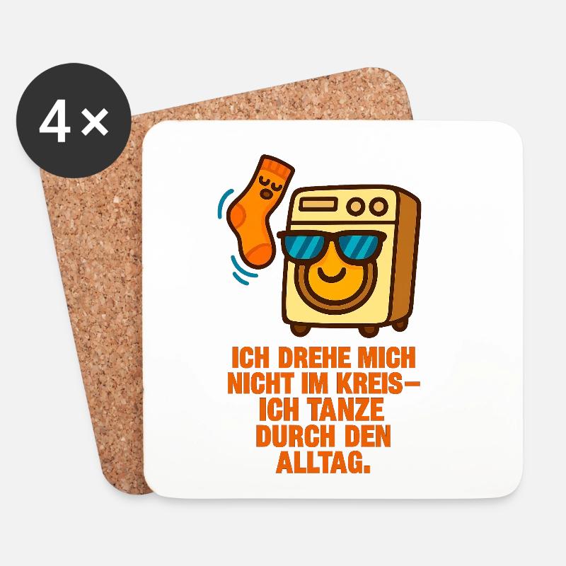 Ich_drehe_mich_nicht_im_Kreis_ich_Tanze_durch_d - Untersetzer (4er-Set) - Weiß