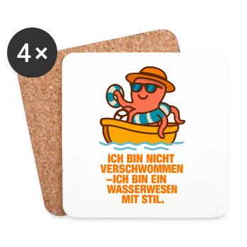 Ich_bin_nicht_verschwommen_ich_bin_ein_Wasserwe - Untersetzer (4er-Set) - Weiß - Vorne