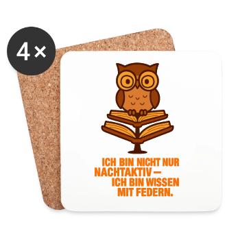 Ich_bin_nicht_nur_Nachtaktiv_ich_bin_wissen_mit - Untersetzer (4er-Set) - Weiß - Vorne