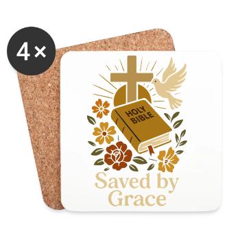 Gerettet durch Gnade Bibel Illustration - Untersetzer (4er-Set) - Weiß - Vorne