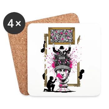 PopCollage Head Sculpture - Coasters (set of 4) - white - Front