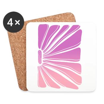 Fleur en dégradé rose violet - Dessous de verre (lot de 4) - blanc - Devant