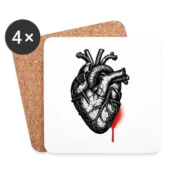 Le cœur d’un bûcheron en étain - Dessous de verre (lot de 4) - blanc - Devant
