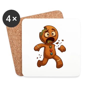Halloween Zombie Gingerbread Man - Coasters (set of 4) - white - Front