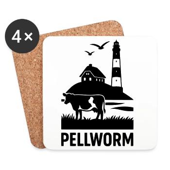 Île de Pellworm - Dessous de verre (lot de 4) - blanc - Devant