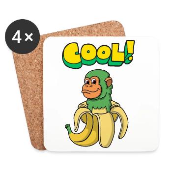 Monkey in Banana in Colors - Coasters (set of 4) - white - Front
