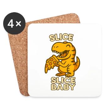 Pizza Dino Slice Baby - Coasters (set of 4) - white - Front