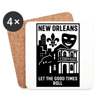 La Nouvelle-Orléans, Louisiane, États-Unis - Dessous de verre (lot de 4) - blanc - Devant