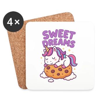 Sweet Dreams Cookie Unicorn - Coasters (set of 4) - white - Front