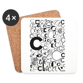 Typo C – Buchstaben Design für Schriftliebhaber - Untersetzer (4er-Set) - Weiß - Vorne