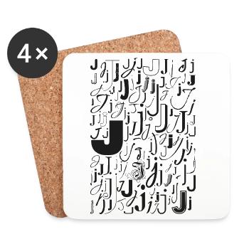 Typo J – Buchstaben Design für Schriftliebhaber - Untersetzer (4er-Set) - Weiß - Vorne
