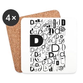 Typo D – Buchstaben Design für Schriftliebhaber - Untersetzer (4er-Set) - Weiß - Vorne