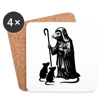 Plague doctor and mice - Coasters (set of 4) - white - Front