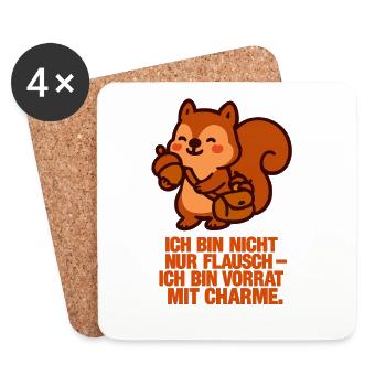 ich_bin_nicht_nur_Flausch_Ich_bin_vorrad_mit_Ch - Untersetzer (4er-Set) - Weiß - Vorne