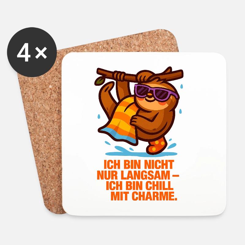 Ich_bin_nicht_Langsam_Ich_bin_Chill_mit_Charme - Untersetzer (4er-Set) - Weiß