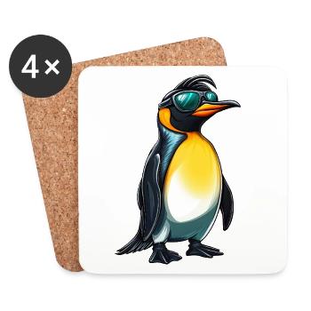 funny penguin with sunglasses :) - Coasters (set of 4) - white - Front