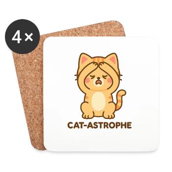 Astrophe de chat - Dessous de verre (lot de 4) - blanc - Devant