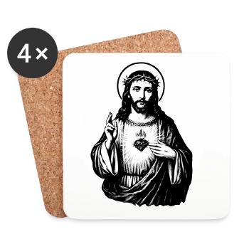 Style pochoir StreetArt Sacré-Cœur - Dessous de verre (lot de 4) - blanc - Devant